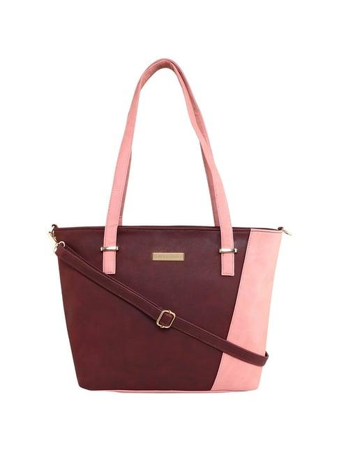 giordano brown color block medium shoulder handbag