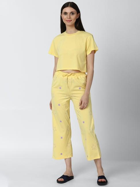 forever 21 yellow regular fit crop top with capris