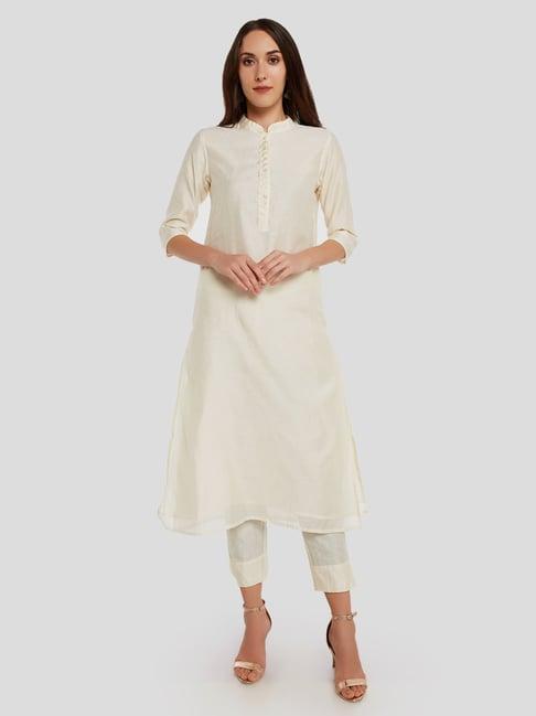 desi weavess off-white kurta pant set