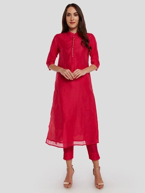 desi weavess pink kurta pant set