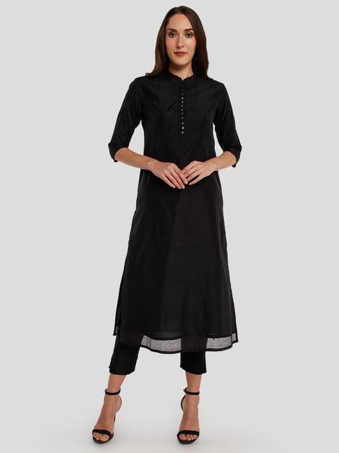 desi weavess black kurta pant set