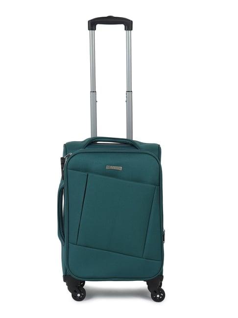 teakwood leathers green textured 4 wheel small soft cabin trolley