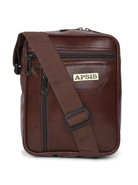 apsis brown textured large cross body bag