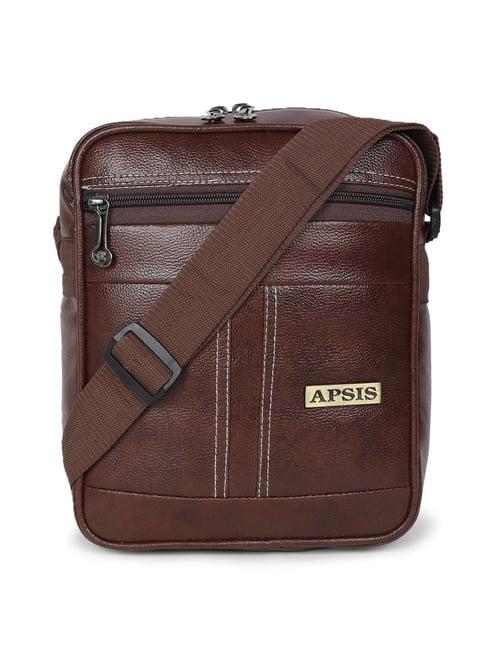 apsis brown textured large cross body bag