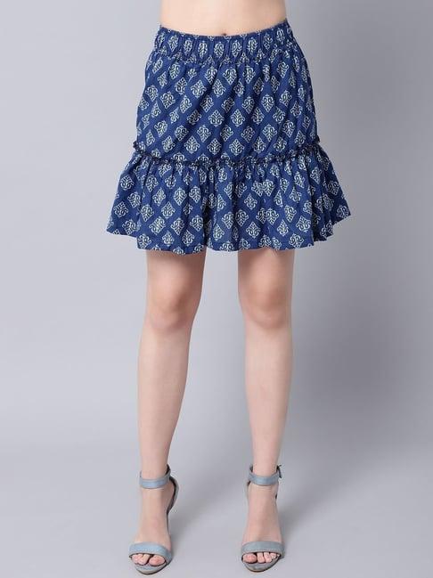 tag 7 blue cotton printed skirt