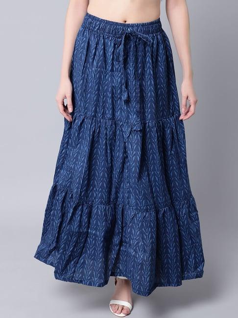 tag 7 blue cotton printed skirt