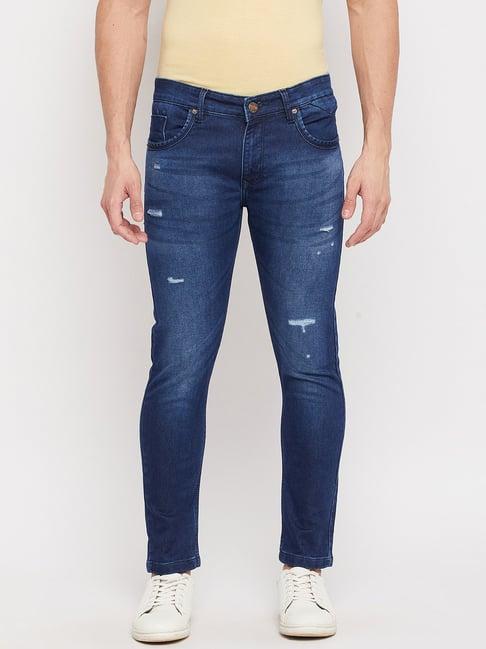 duke dark blue slim fit lightly washed jeans