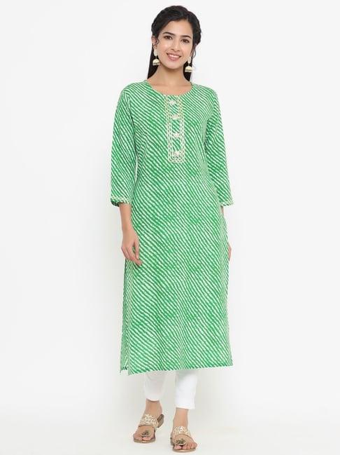 yufta green striped straight kurta