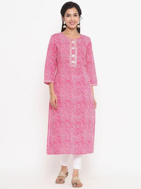 yufta pink striped straight kurta