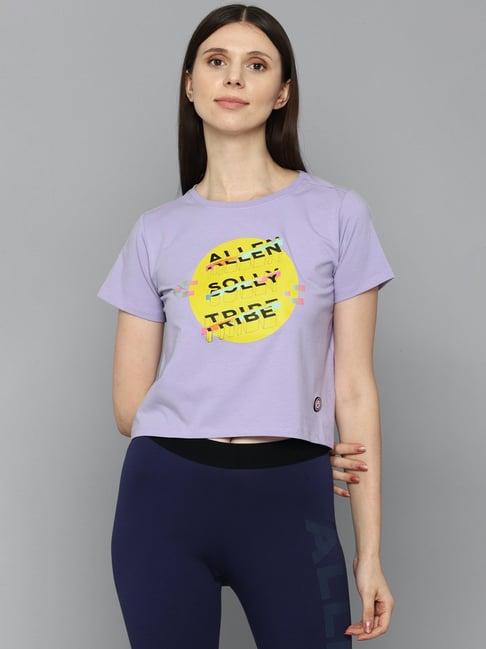 solly by allen solly lavender graphic print crop top