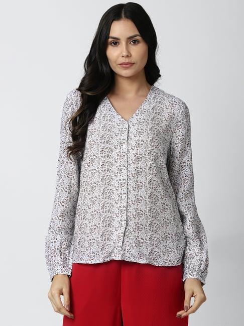 van heusen grey floral print top