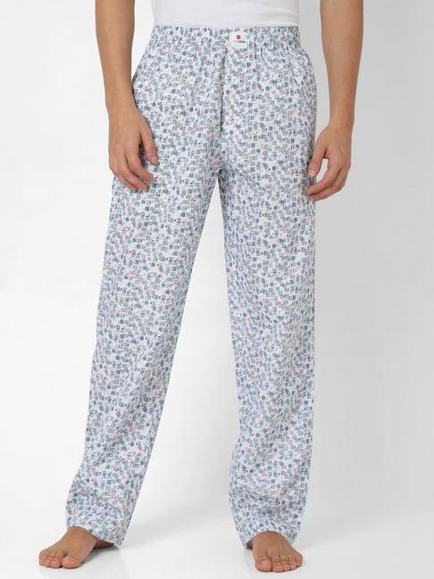 underjeans by spykar white & grey printed pyjamas