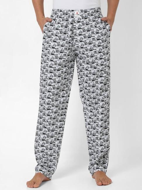 underjeans by spykar white & black printed pyjamas