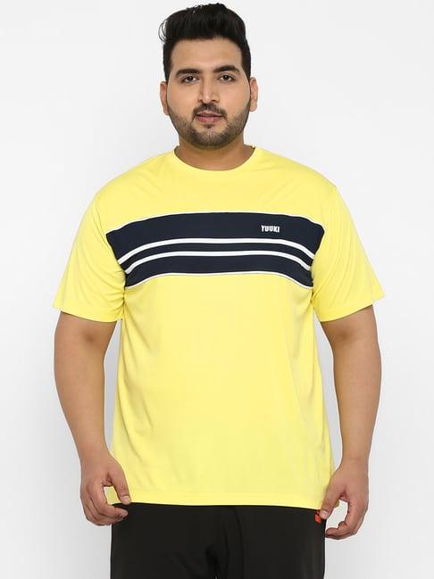 yuuki yellow & navy round neck plus size t-shirt