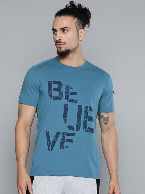 alcis blue slim fit printed t-shirts