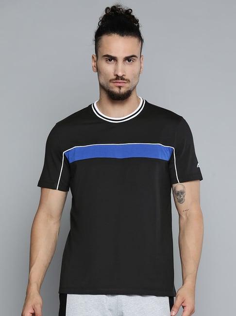 alcis black slim fit self pattern t-shirts