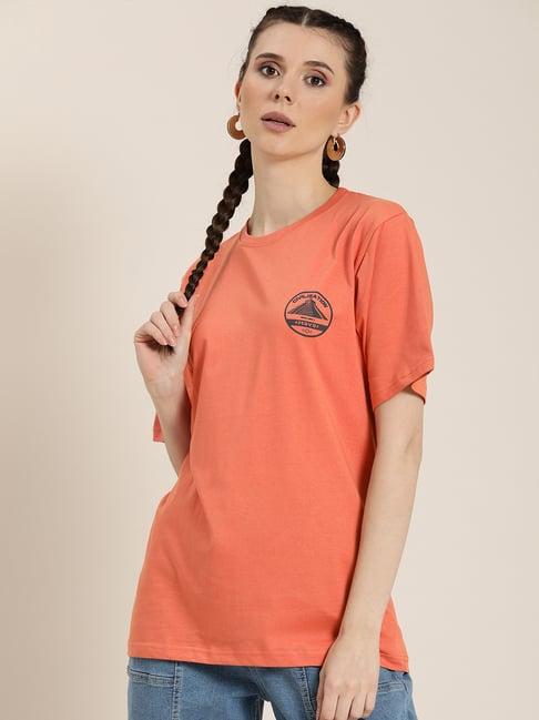 difference of opinion orange printed crew t-shirt