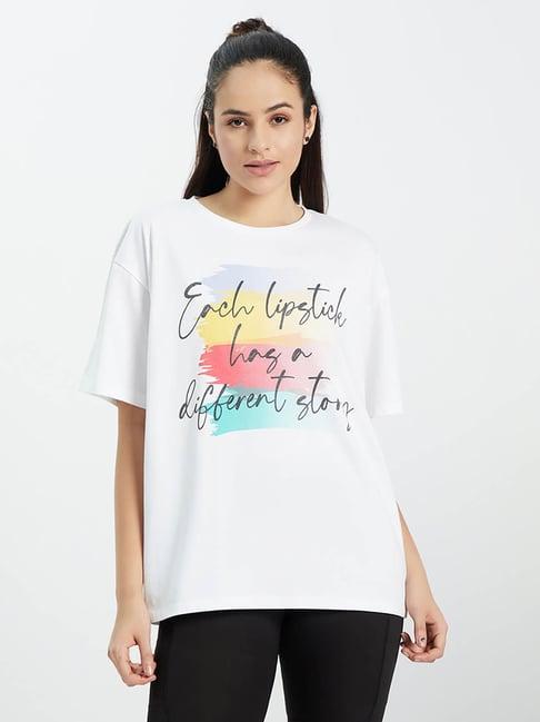 edrio white graphic print t-shirt