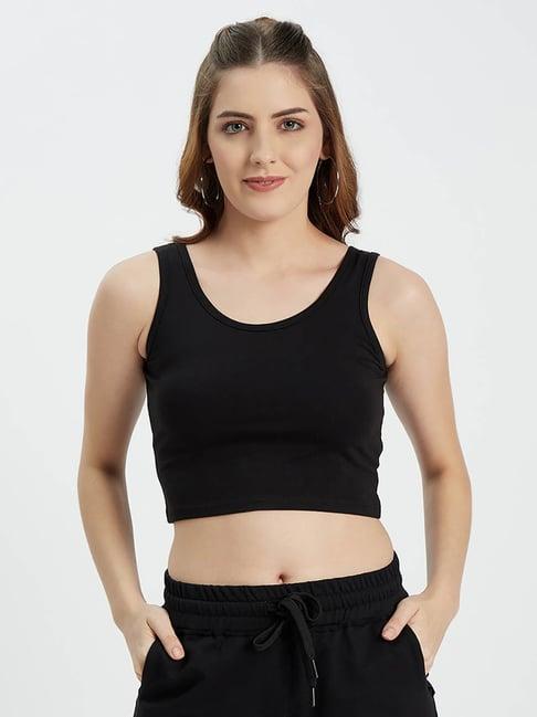 edrio black regular fit crop tank top