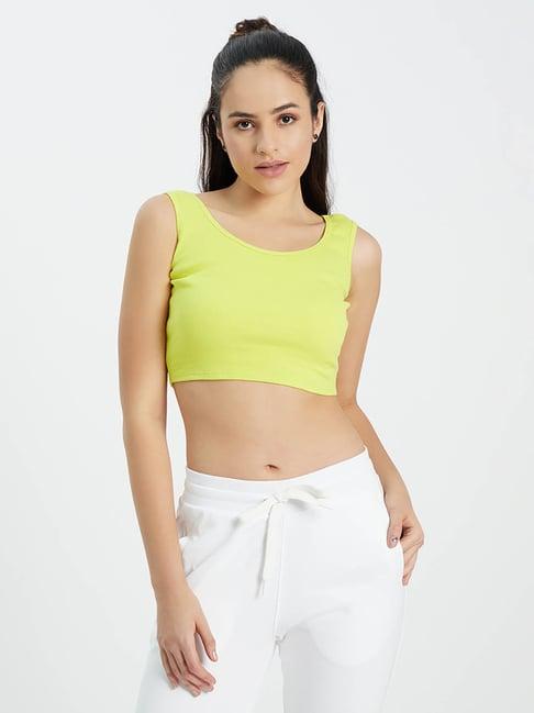 edrio green regular fit crop tank top