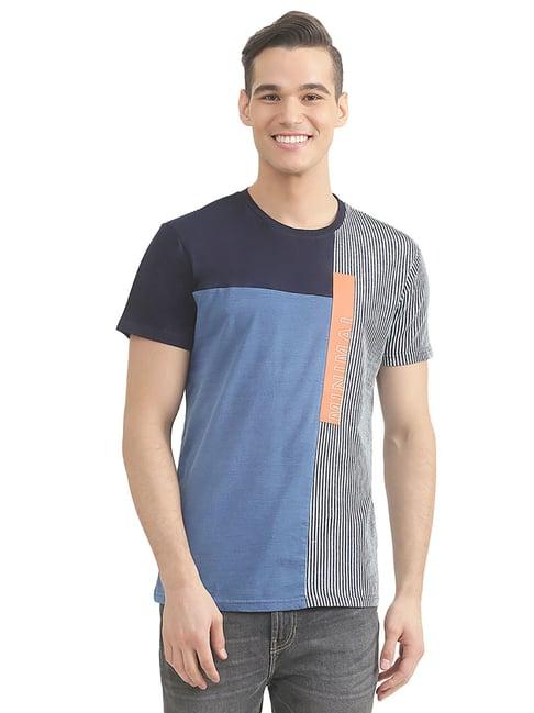 united colors of benetton blue textured t-shirt