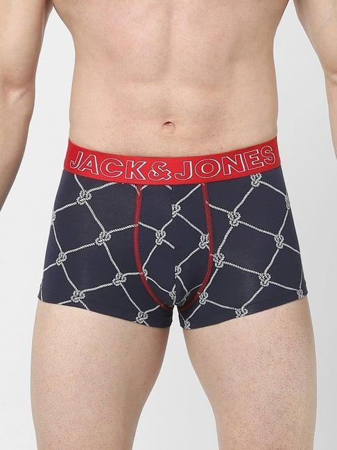 jack & jones dark blue regular fit printed trunks