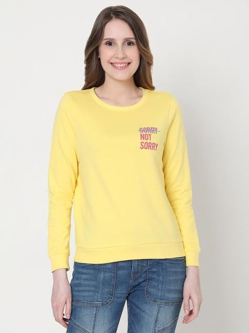 vero moda yellow graphic print sweatshirt