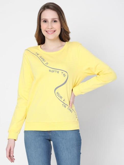 vero moda yellow graphic print sweatshirt