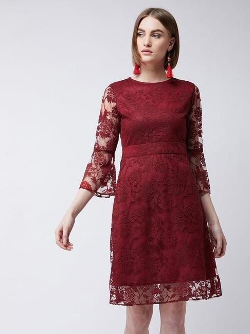 miss chase maroon lace a line dress