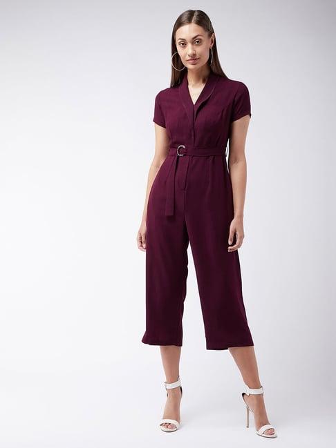 miss chase burgundy midi jumpsuit