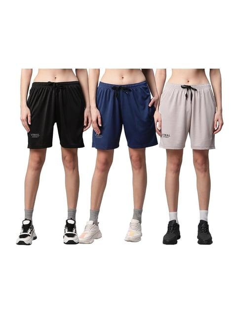 vimal jonney multicolor logo sports shorts (pack of 3)