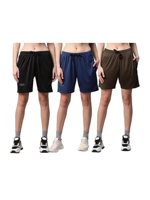 vimal jonney multicolor logo sports shorts (pack of 3)