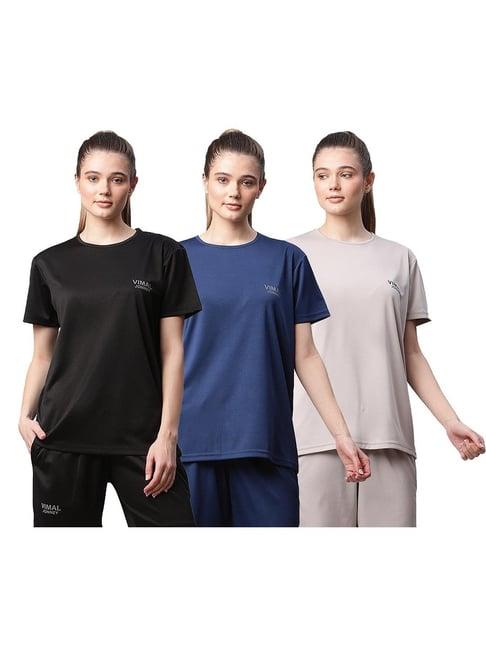 vimal jonney multicolor logo sports t-shirt (pack of 3)