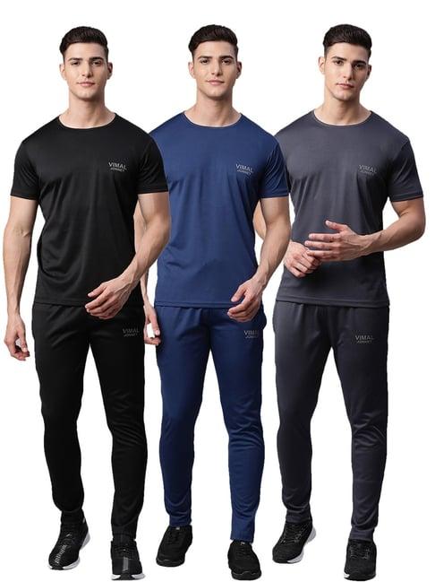 vimal jonney multicolor regular fit t-shirt with trackpants - pack of 3