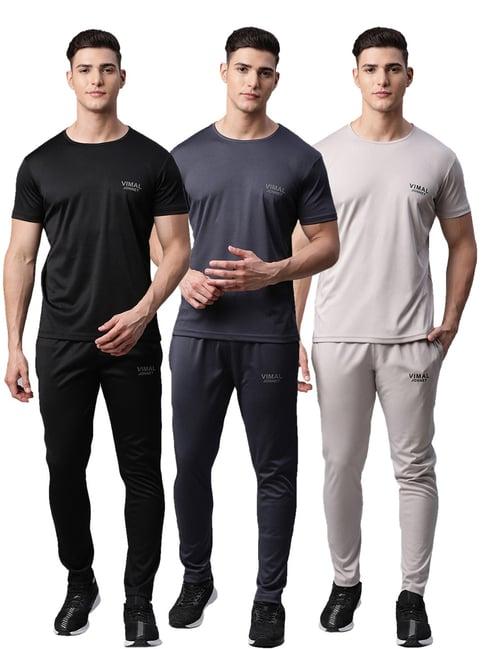 vimal jonney multicolor regular fit t-shirt with trackpants - pack of 3