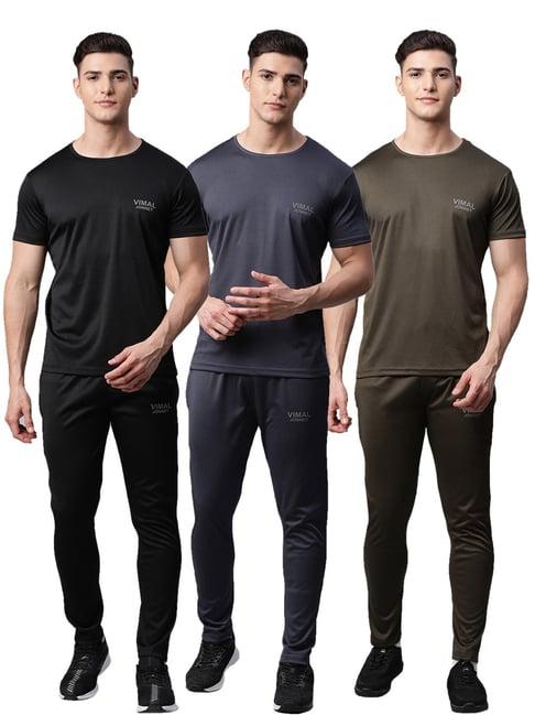 vimal jonney multicolor regular fit t-shirt with trackpants - pack of 3