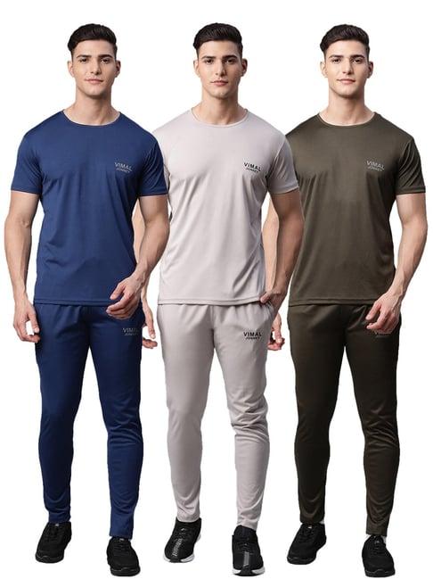 vimal jonney multicolor regular fit t-shirt with trackpants - pack of 3