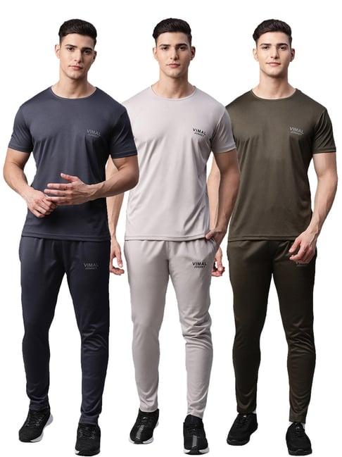 vimal jonney multicolor regular fit t-shirt with trackpants - pack of 3