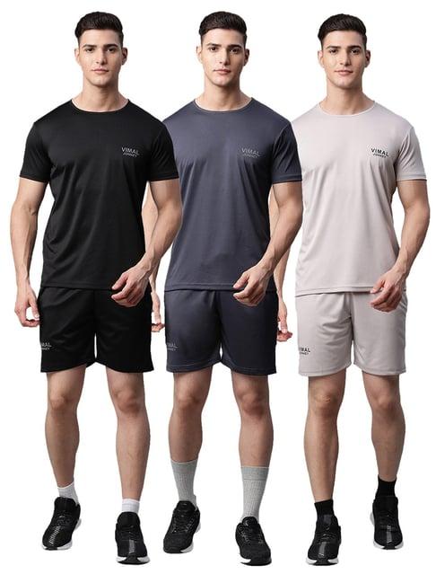 vimal jonney multicolor regular fit t-shirt with shorts - pack of 3