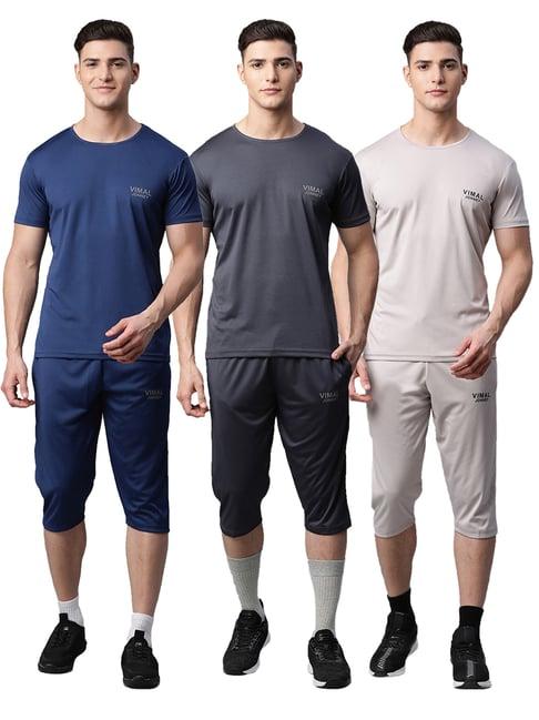 vimal jonney multicolor regular fit t-shirt with capris - pack of 3