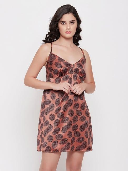 clovia copper printed night dress