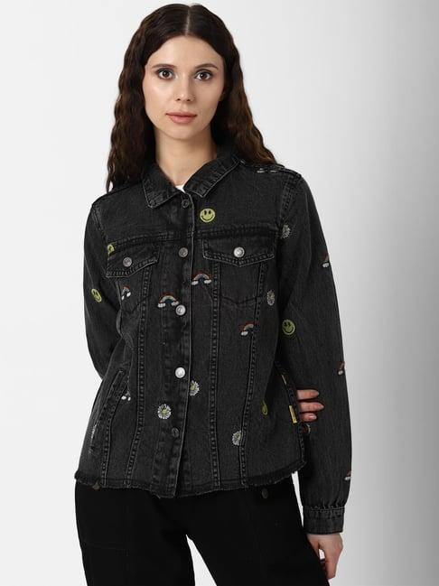 forever 21 black embroidered jacket