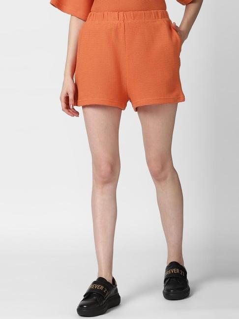 forever 21 orange regular fit shorts