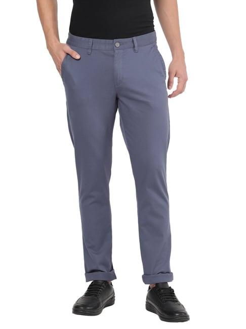 ad by arvind ink blue slim fit chinos