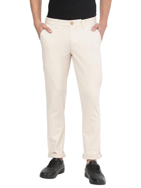 ad by arvind beige slim fit chinos