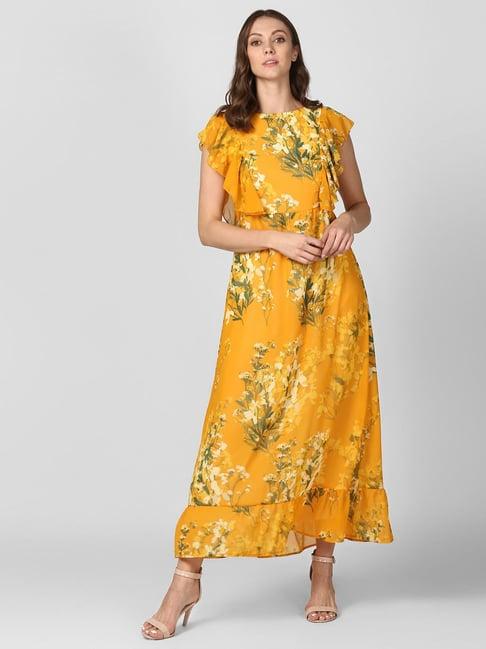 stylestone yellow floral print maxi dress