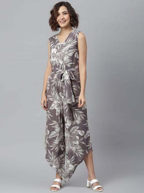 stylestone grey floral print jumpsuit