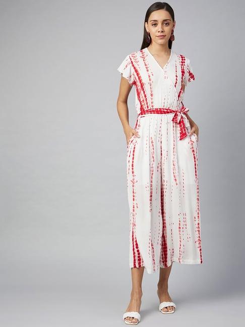 stylestone red & white printed jumpsuit