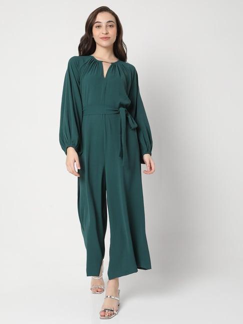 vero moda green round neck jumpsuit