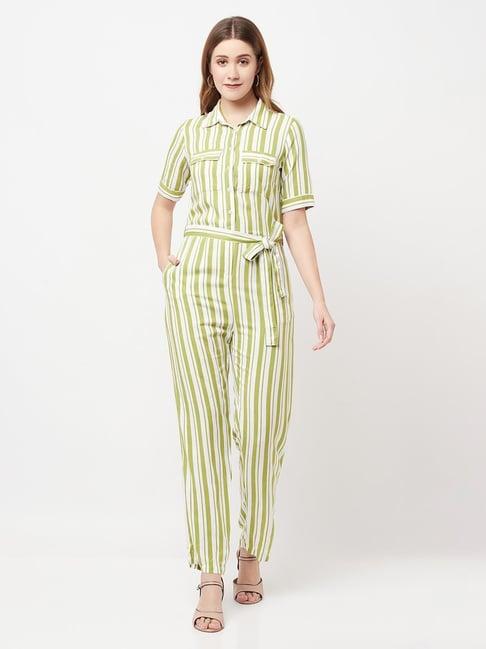 crimsoune club green striped jumpsuit